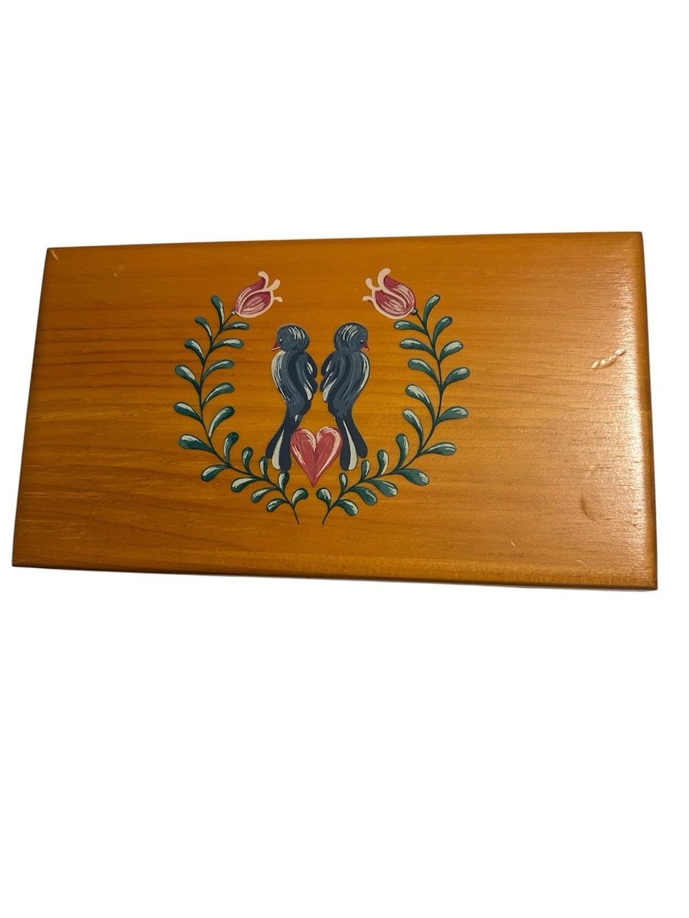 Lane Cedar hand painted small chest with Lock and Key